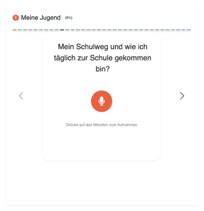 Enregistrement d'une réponse via le bouton microphone dans l'application e-mem